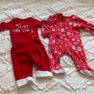 Baby’s 1st Christmas Lot - Long Sleeve Onesie, Santa Pants, Star Wars Footed PJs